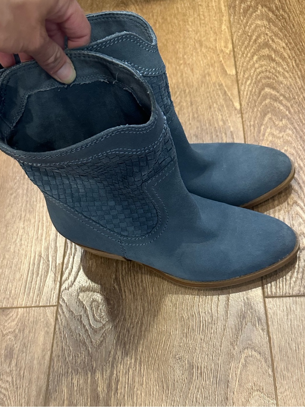 Vintage America Vashya Mid-Calf Suede Western Boot Slate Blue 8 festival boot